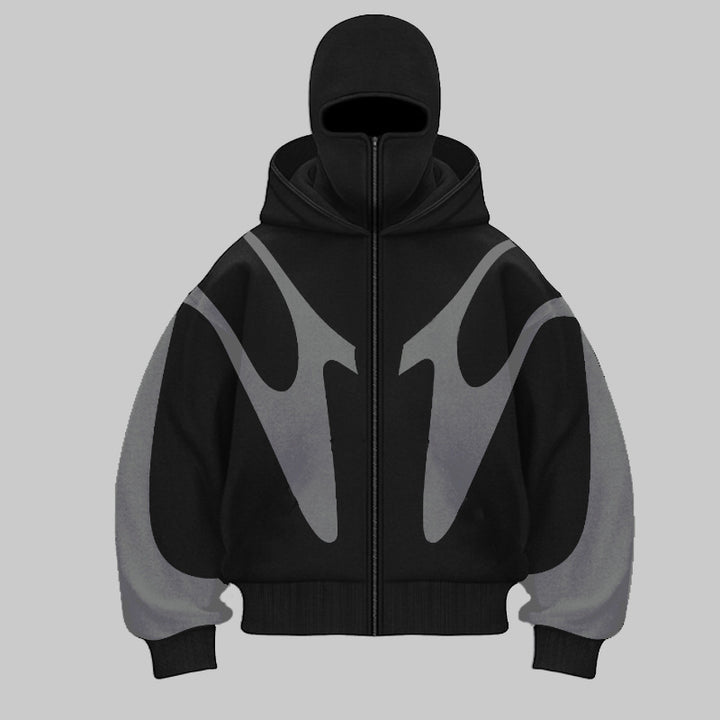 STRIPED MASK ZIP HOODIE