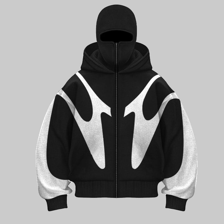 STRIPED MASK ZIP HOODIE