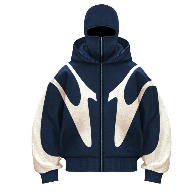 STRIPED MASK ZIP HOODIE